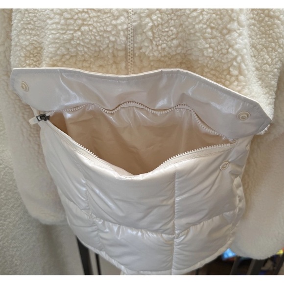 Fabletics Nelly Mixed Media Half Zip Women's Cream Jacket Size S Sherpa Puffer - Picture 4 of 9